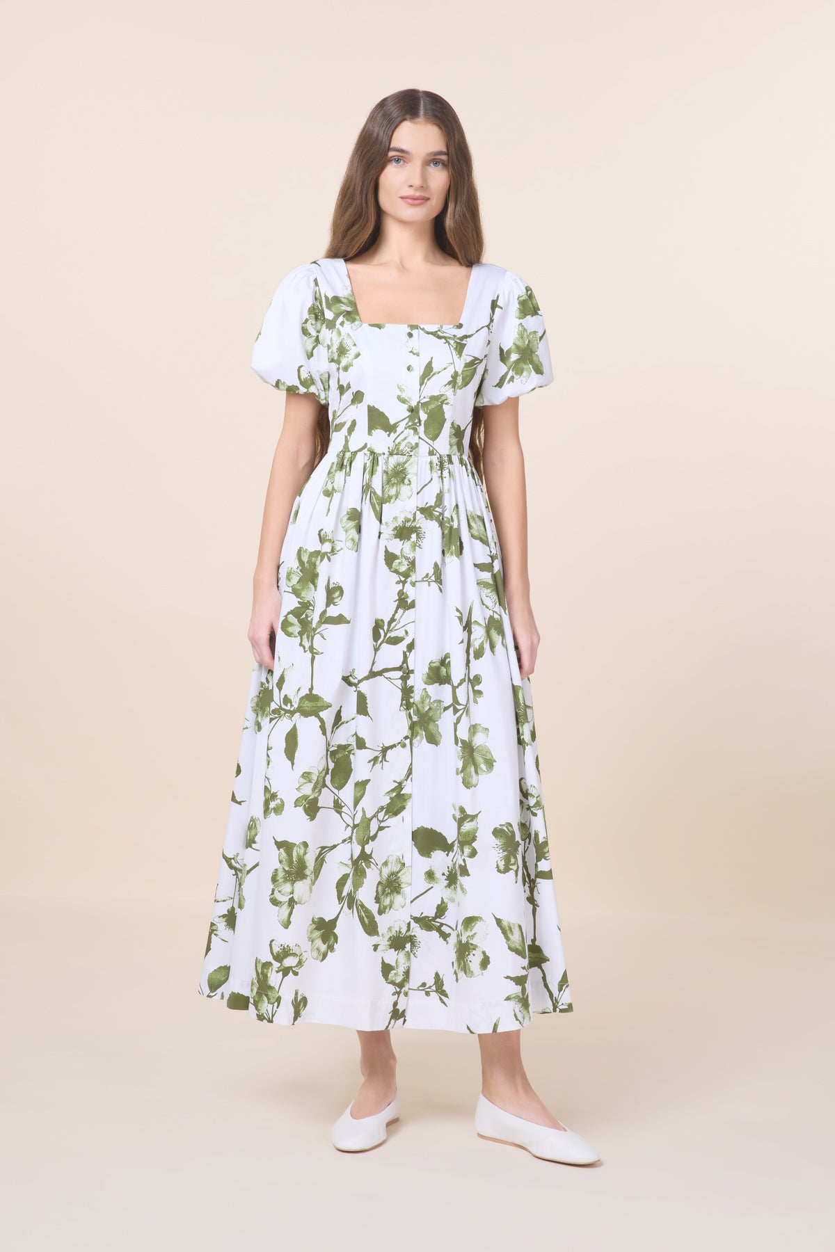 green and white dress with sleeves Green Floral Wedding Dress Long Sleeve Forest Bridal Dress Fantasy A Line Dress Wedding Colorful Hippie Wedding Gown Rustic Wedding Dress